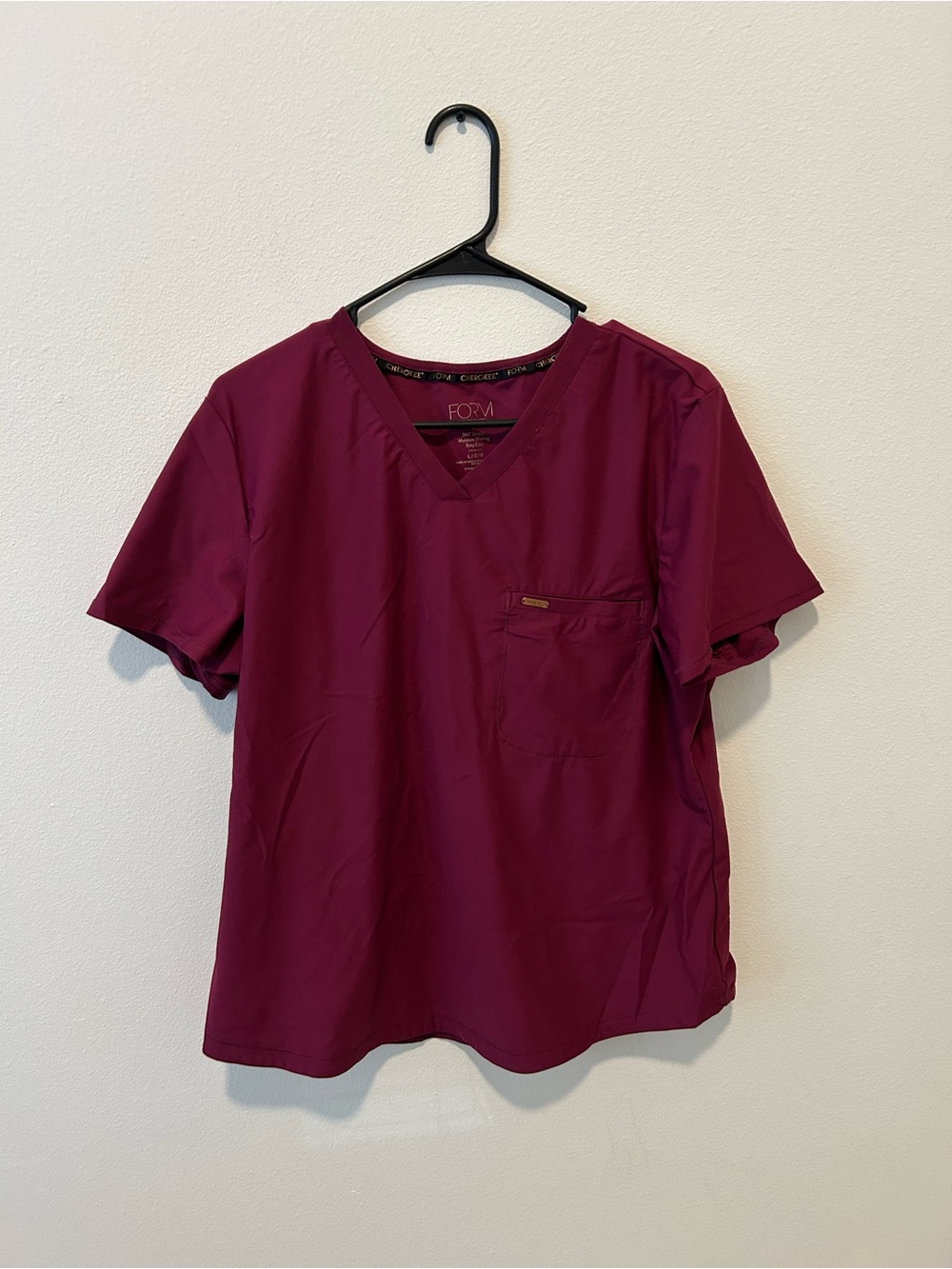 Cherokee Women's Short Sleeve V-Neck Scrub Top - Wine
